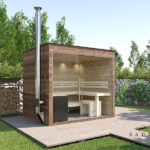 Sauna King kerti szauna fatüzelésű kályhával, fali kéménnyel