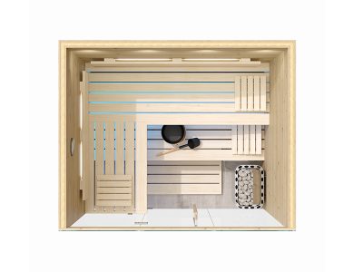SAUNA KING FINNSAUNA FÜR 3-4 PERSONEN AUS ALTHOLZ, MIT VOLLGLASFRONT, 200X160CM