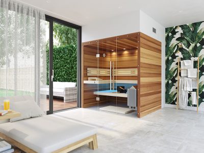 SAUNA KING FINNSAUNA FÜR 3-4 PERSONEN AUS ZEDERNHOLZ, MIT VOLLGLASFRONT, 200X160CM