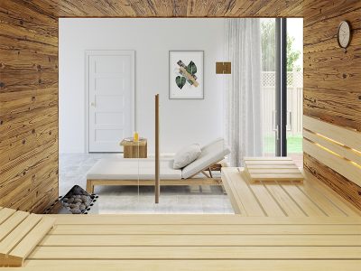 SAUNA KING FINNSAUNA FÜR 3-4 PERSONEN AUS ALTHOLZ, MIT VOLLGLASFRONT, 200X160CM